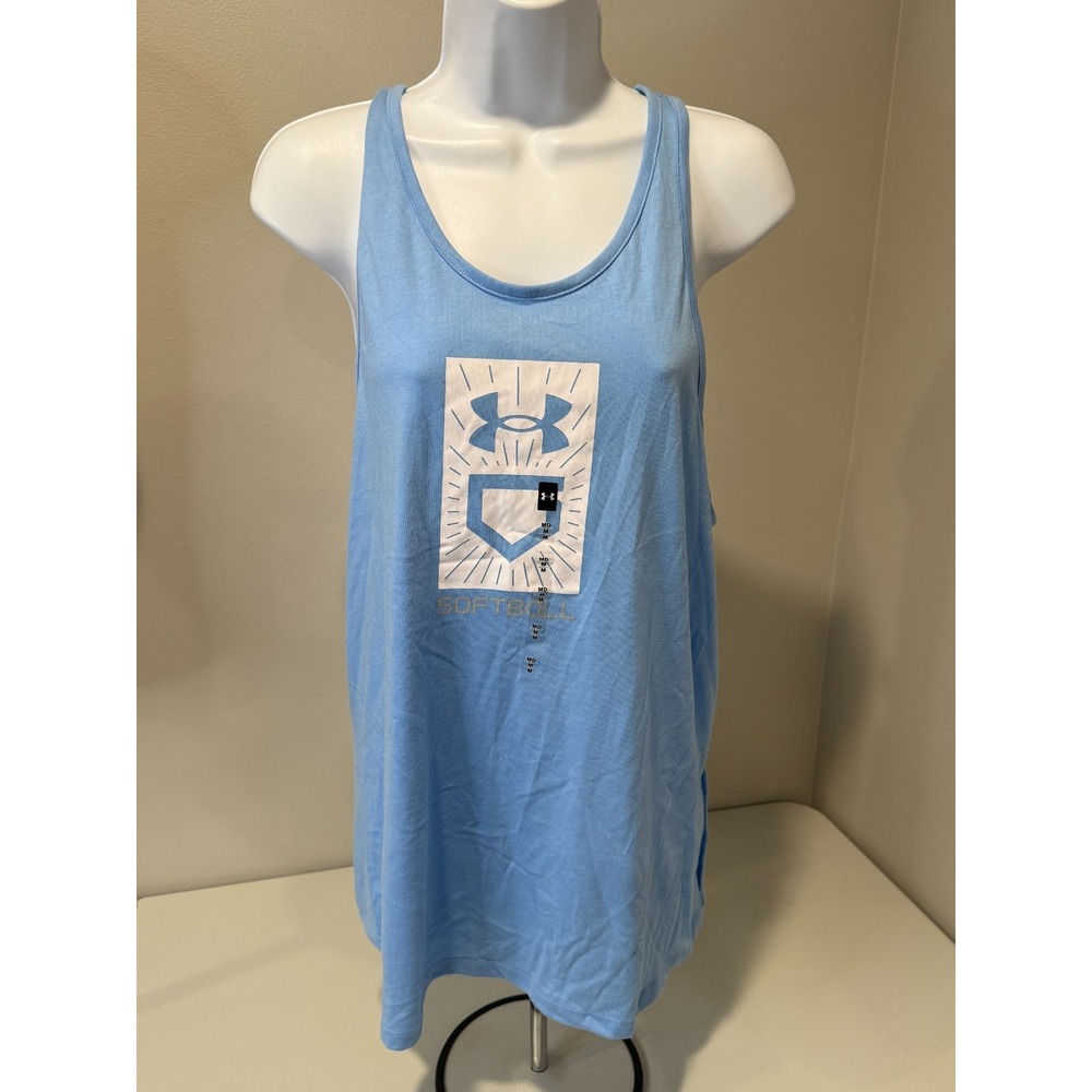 Under Armour Fastpitch Softball Plate Tank Top Womens M Blue Sleeveless Pullover